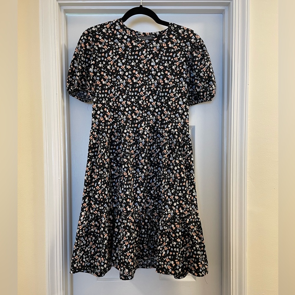 Primark, Floral Tiered Midi Dress with Puff Sleeved, Size 6